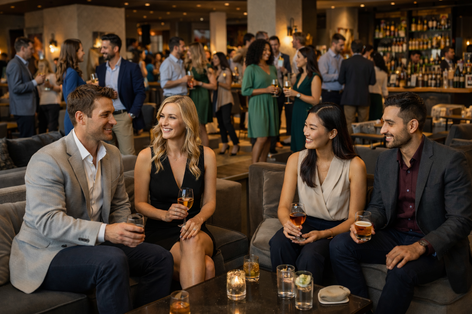 Happy singles mingling